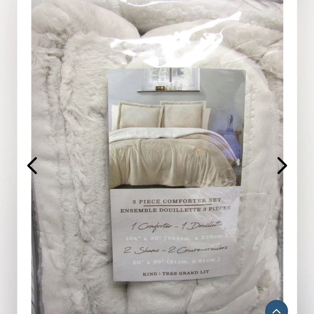 NEW The Rustic North Beige & White Fluffy King Size Comforter & Shams 104 X 90